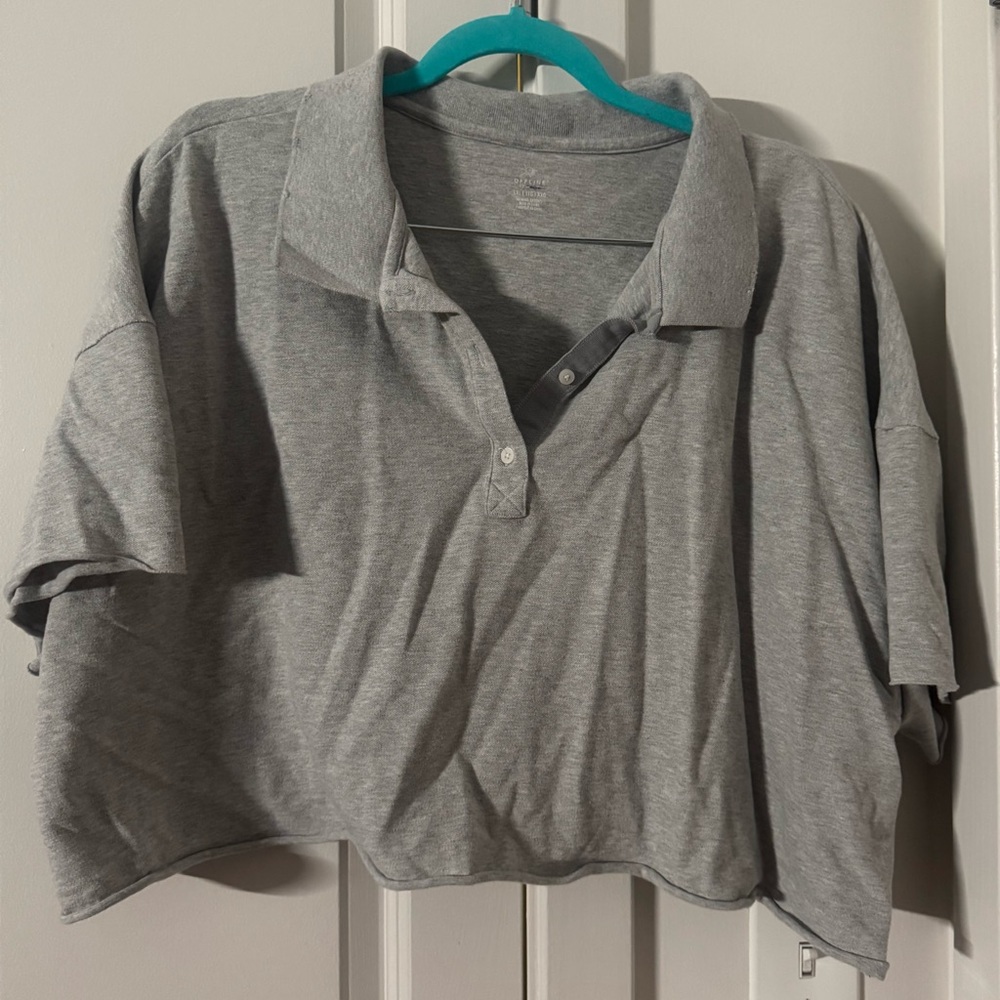 Gray OFFLINE by Aerie Cropped Polo